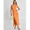 image:imageANRABESS Womens Sexy V Neck Sleeveless Wedding Guest Dresses Spring Mesh Bodycon High Slit Ruffle Hem Cocktail Maxi DressOrange