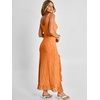 image:imageANRABESS Womens Sexy V Neck Sleeveless Wedding Guest Dresses Spring Mesh Bodycon High Slit Ruffle Hem Cocktail Maxi DressOrange