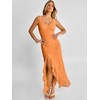 image:imageANRABESS Womens Sexy V Neck Sleeveless Wedding Guest Dresses Spring Mesh Bodycon High Slit Ruffle Hem Cocktail Maxi DressOrange