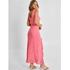 image:imageANRABESS Womens Sexy V Neck Sleeveless Wedding Guest Dresses Spring Mesh Bodycon High Slit Ruffle Hem Cocktail Maxi DressPink