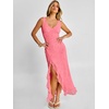 image:imageANRABESS Womens Sexy V Neck Sleeveless Wedding Guest Dresses Spring Mesh Bodycon High Slit Ruffle Hem Cocktail Maxi DressPink