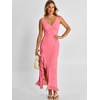 image:imageANRABESS Womens Sexy V Neck Sleeveless Wedding Guest Dresses Spring Mesh Bodycon High Slit Ruffle Hem Cocktail Maxi DressPink