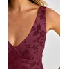 image:imageANRABESS Womens Sexy V Neck Sleeveless Wedding Guest Dresses Spring Mesh Bodycon High Slit Ruffle Hem Cocktail Maxi DressWined