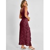 image:imageANRABESS Womens Sexy V Neck Sleeveless Wedding Guest Dresses Spring Mesh Bodycon High Slit Ruffle Hem Cocktail Maxi DressWined