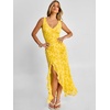 image:imageANRABESS Womens Sexy V Neck Sleeveless Wedding Guest Dresses Spring Mesh Bodycon High Slit Ruffle Hem Cocktail Maxi DressYellow