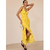 image:imageANRABESS Womens Sexy V Neck Sleeveless Wedding Guest Dresses Spring Mesh Bodycon High Slit Ruffle Hem Cocktail Maxi DressYellow