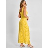 image:imageANRABESS Womens Sexy V Neck Sleeveless Wedding Guest Dresses Spring Mesh Bodycon High Slit Ruffle Hem Cocktail Maxi DressYellow