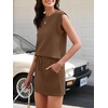 image:imageANRABESS Womens Summer 2 Piece Short Skirt Sets 2026 Cap Sleeve Top Athletic Skort Workout Tennis Matching Set Travel OutfitsBrown