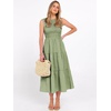 image:imageANRABESS Womens Summer Casual Maxi Dress Sleeveless Crewneck Smocked 2026 Flowy Plaid Tiered Boho A Line Beach Long SundressArmy White Plaid