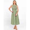 image:imageANRABESS Womens Summer Casual Maxi Dress Sleeveless Crewneck Smocked 2026 Flowy Plaid Tiered Boho A Line Beach Long SundressArmy White Plaid