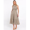 image:imageANRABESS Womens Summer Casual Maxi Dress Sleeveless Crewneck Smocked 2026 Flowy Plaid Tiered Boho A Line Beach Long SundressCoffee White Plaid