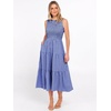 image:imageANRABESS Womens Summer Casual Maxi Dress Sleeveless Crewneck Smocked 2026 Flowy Plaid Tiered Boho A Line Beach Long SundressDarkblue White Plaid