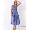 image:imageANRABESS Womens Summer Casual Maxi Dress Sleeveless Crewneck Smocked 2026 Flowy Plaid Tiered Boho A Line Beach Long SundressDarkblue White Plaid
