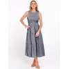 image:imageANRABESS Womens Summer Casual Maxi Dress Sleeveless Crewneck Smocked 2026 Flowy Plaid Tiered Boho A Line Beach Long SundressNavy White Plaid