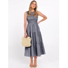 image:imageANRABESS Womens Summer Casual Maxi Dress Sleeveless Crewneck Smocked 2026 Flowy Plaid Tiered Boho A Line Beach Long SundressNavy White Plaid