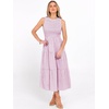 image:imageANRABESS Womens Summer Casual Maxi Dress Sleeveless Crewneck Smocked 2026 Flowy Plaid Tiered Boho A Line Beach Long SundressPink White Plaid