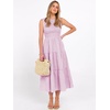 image:imageANRABESS Womens Summer Casual Maxi Dress Sleeveless Crewneck Smocked 2026 Flowy Plaid Tiered Boho A Line Beach Long SundressPink White Plaid