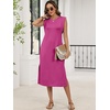 image:imageANRABESS Womens Summer Casual Midi Dress Sleeveless Crewneck Loose Split WrinkleFree Beach Travel Vacation Long SundressHot Pink