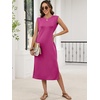image:imageANRABESS Womens Summer Casual Midi Dress Sleeveless Crewneck Loose Split WrinkleFree Beach Travel Vacation Long SundressHot Pink