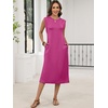 image:imageANRABESS Womens Summer Casual Midi Dress Sleeveless Crewneck Loose Split WrinkleFree Beach Travel Vacation Long SundressHot Pink