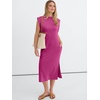 image:imageANRABESS Womens Summer Casual Midi Dress Sleeveless Crewneck Loose Split WrinkleFree Beach Travel Vacation Long SundressHot Pink
