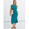 image:imageANRABESS Womens Summer Casual Midi Dress Sleeveless Crewneck Loose Split WrinkleFree Beach Travel Vacation Long SundressLake Blue