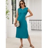 image:imageANRABESS Womens Summer Casual Midi Dress Sleeveless Crewneck Loose Split WrinkleFree Beach Travel Vacation Long SundressLake Blue