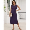 image:imageANRABESS Womens Summer Casual Midi Dress Sleeveless Crewneck Loose Split WrinkleFree Beach Travel Vacation Long SundressPurple