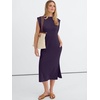 image:imageANRABESS Womens Summer Casual Midi Dress Sleeveless Crewneck Loose Split WrinkleFree Beach Travel Vacation Long SundressPurple