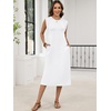 image:imageANRABESS Womens Summer Casual Midi Dress Sleeveless Crewneck Loose Split WrinkleFree Beach Travel Vacation Long SundressWhite