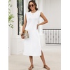 image:imageANRABESS Womens Summer Casual Midi Dress Sleeveless Crewneck Loose Split WrinkleFree Beach Travel Vacation Long SundressWhite