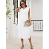 image:imageANRABESS Womens Summer Casual Midi Dress Sleeveless Crewneck Loose Split WrinkleFree Beach Travel Vacation Long SundressWhite