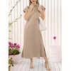 image:imageANRABESS Womens Summer Casual Midi Dresses Short Sleeve Polo V Neck Loose Split WrinkleFree Beach Vacation Tshirt Maxi DressAlmond