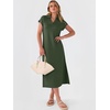 image:imageANRABESS Womens Summer Casual Midi Dresses Short Sleeve Polo V Neck Loose Split WrinkleFree Beach Vacation Tshirt Maxi DressArmy Green