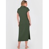 image:imageANRABESS Womens Summer Casual Midi Dresses Short Sleeve Polo V Neck Loose Split WrinkleFree Beach Vacation Tshirt Maxi DressArmy Green