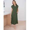 image:imageANRABESS Womens Summer Casual Midi Dresses Short Sleeve Polo V Neck Loose Split WrinkleFree Beach Vacation Tshirt Maxi DressArmy Green