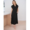 image:imageANRABESS Womens Summer Casual Midi Dresses Short Sleeve Polo V Neck Loose Split WrinkleFree Beach Vacation Tshirt Maxi DressBlack