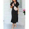 image:imageANRABESS Womens Summer Casual Midi Dresses Short Sleeve Polo V Neck Loose Split WrinkleFree Beach Vacation Tshirt Maxi DressBlack