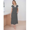 image:imageANRABESS Womens Summer Casual Midi Dresses Short Sleeve Polo V Neck Loose Split WrinkleFree Beach Vacation Tshirt Maxi DressBlack White Stripe