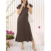 image:imageANRABESS Womens Summer Casual Midi Dresses Short Sleeve Polo V Neck Loose Split WrinkleFree Beach Vacation Tshirt Maxi DressBrown