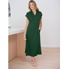 image:imageANRABESS Womens Summer Casual Midi Dresses Short Sleeve Polo V Neck Loose Split WrinkleFree Beach Vacation Tshirt Maxi DressForest Green