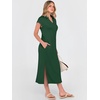 image:imageANRABESS Womens Summer Casual Midi Dresses Short Sleeve Polo V Neck Loose Split WrinkleFree Beach Vacation Tshirt Maxi DressForest Green