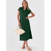 image:imageANRABESS Womens Summer Casual Midi Dresses Short Sleeve Polo V Neck Loose Split WrinkleFree Beach Vacation Tshirt Maxi DressForest Green