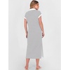 image:imageANRABESS Womens Summer Casual Midi Dresses Short Sleeve Polo V Neck Loose Split WrinkleFree Beach Vacation Tshirt Maxi DressGrey White Stripe