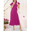 image:imageANRABESS Womens Summer Casual Midi Dresses Short Sleeve Polo V Neck Loose Split WrinkleFree Beach Vacation Tshirt Maxi DressHot Pink