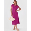 image:imageANRABESS Womens Summer Casual Midi Dresses Short Sleeve Polo V Neck Loose Split WrinkleFree Beach Vacation Tshirt Maxi DressHot Pink