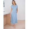 image:imageANRABESS Womens Summer Casual Midi Dresses Short Sleeve Polo V Neck Loose Split WrinkleFree Beach Vacation Tshirt Maxi DressLight Blue