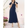 image:imageANRABESS Womens Summer Casual Midi Dresses Short Sleeve Polo V Neck Loose Split WrinkleFree Beach Vacation Tshirt Maxi DressNavy Blue
