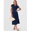 image:imageANRABESS Womens Summer Casual Midi Dresses Short Sleeve Polo V Neck Loose Split WrinkleFree Beach Vacation Tshirt Maxi DressNavy Blue