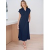 image:imageANRABESS Womens Summer Casual Midi Dresses Short Sleeve Polo V Neck Loose Split WrinkleFree Beach Vacation Tshirt Maxi DressNavy Blue